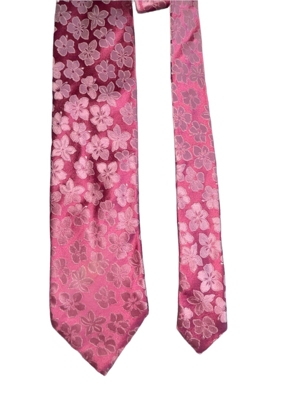 FACONNABLE Pink Tone on Tone With Flowered Pattern Silk Tie